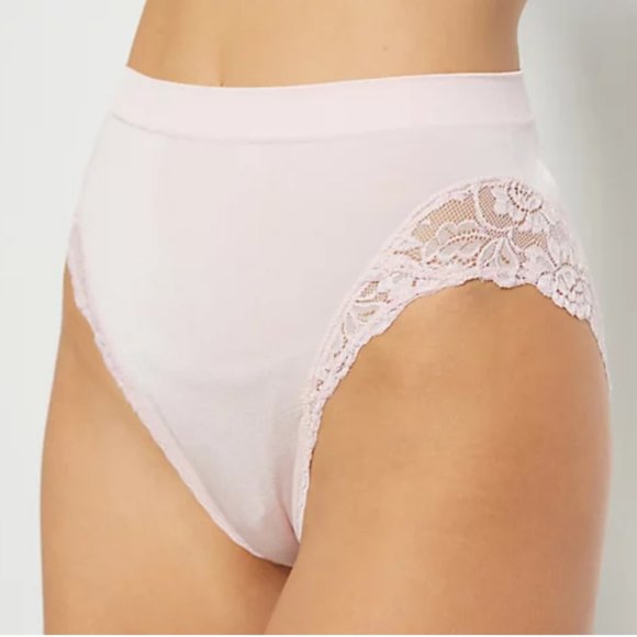 Breezies Set of 3 Lace Trim Seamless Hi-Cut Brief Panties  2512 - Picture 2 of 3